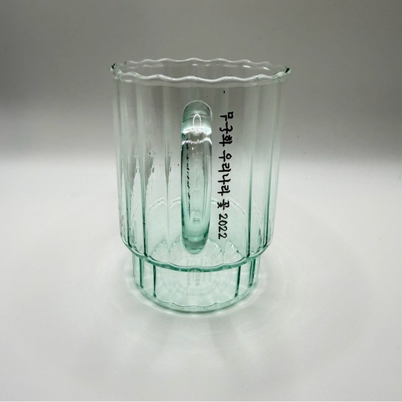 New Starbucks Korea Hibiscus Flower Mint Green Glass Coffee Mug Rose Of Sharon - Picture 9 of 11